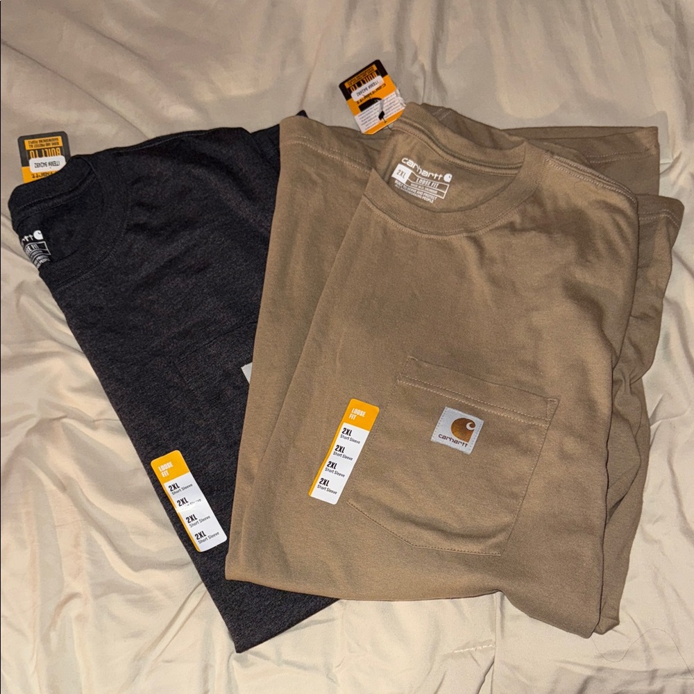 Carhartt Charcoal and Khaki Pocket Tees